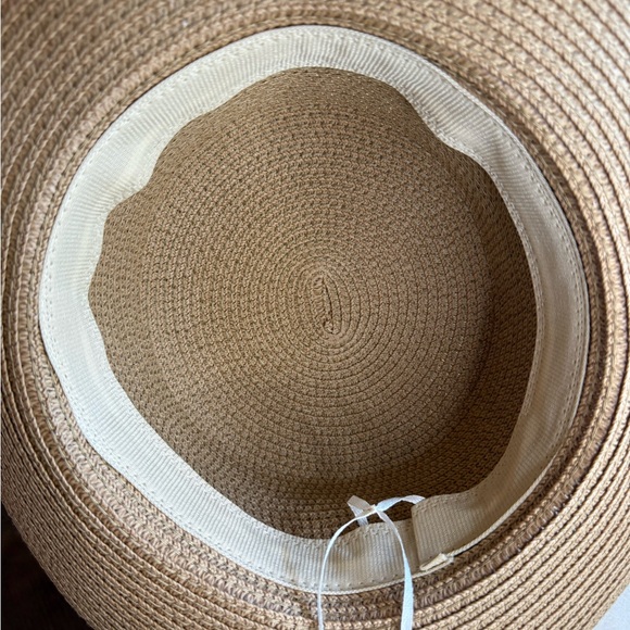 Tan and Blue Straw Sun Hat with Decorative Band - Picture 5 of 8
